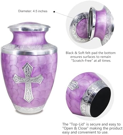 M MEILINXU Large Purple Cross Urn for Ashes