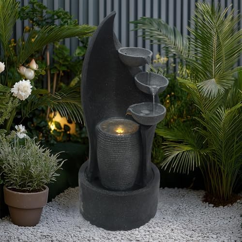 G-LEAF 35 Inch 3-Tier Cascading Bowl Fountain with LED Lights