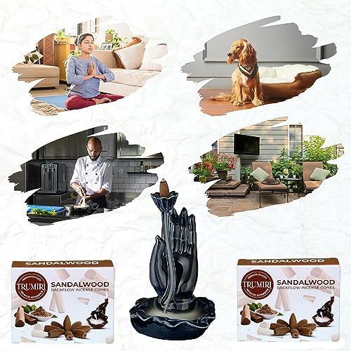 TRUMIRI Sandalwood Backflow Incense Cones - 20 pcs Dual Pack