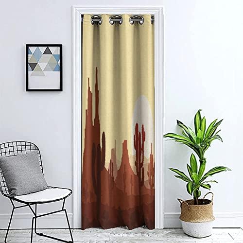 Cactus Print Door Curtain for Privacy 51x78 Inches