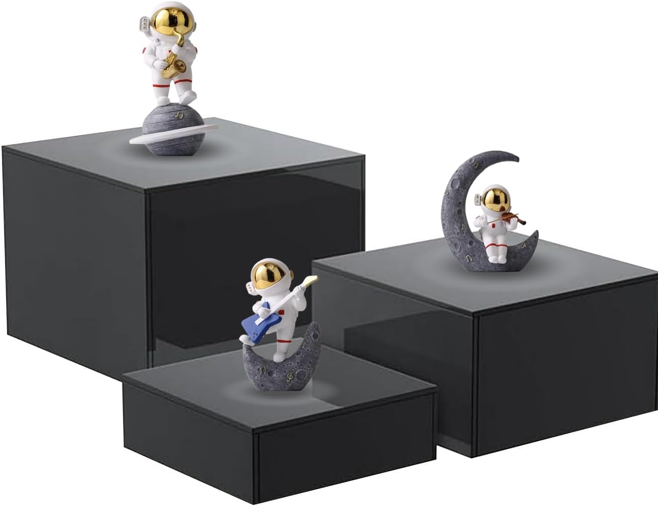 Generic Black Cube 3 Piece Set Nesting Risers with Hollow Bottoms 1