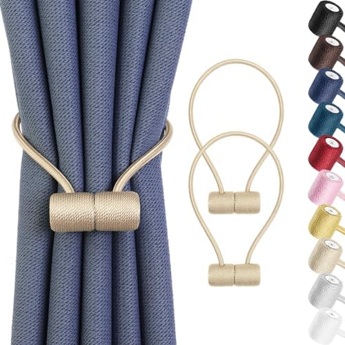 Remunkia Magnetic Curtain Tiebacks 2 Pack - Beige