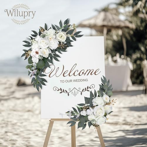 White Wedding Arch Flowers 2PCS Artificial Floral Swag