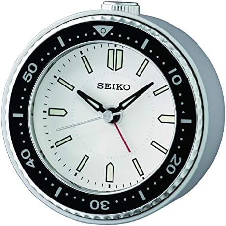 Seiko Alarm Clock Plastic Silver Black 95mm