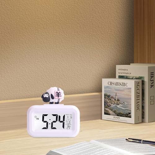 Cute Pink Pig White Sheep Shape Digital Alarm Clock