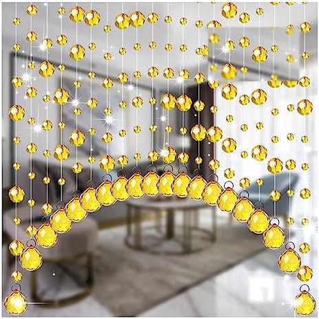 GVILTY Yellow Crystals Beaded Curtain Door Divider