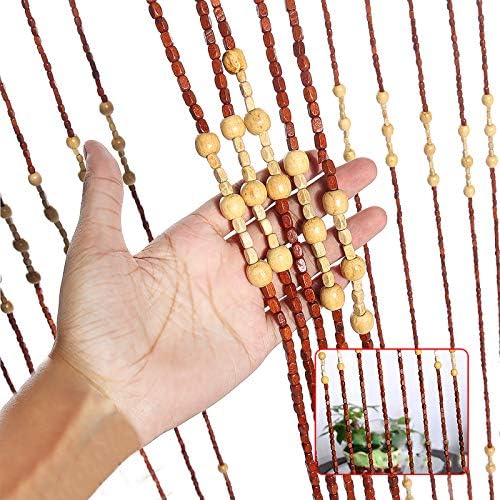 Wooden Bead Door Curtain with Jagged Pattern 27 Lines