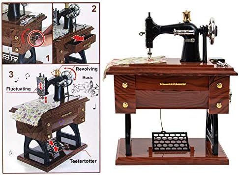 Auear Vintage Music Box Sewing Machine Figurine