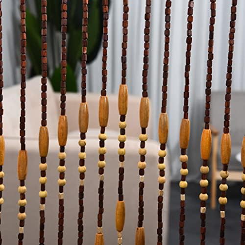 ZHOUXIAO Handcrafted Wood Beaded Curtain 90x175cm