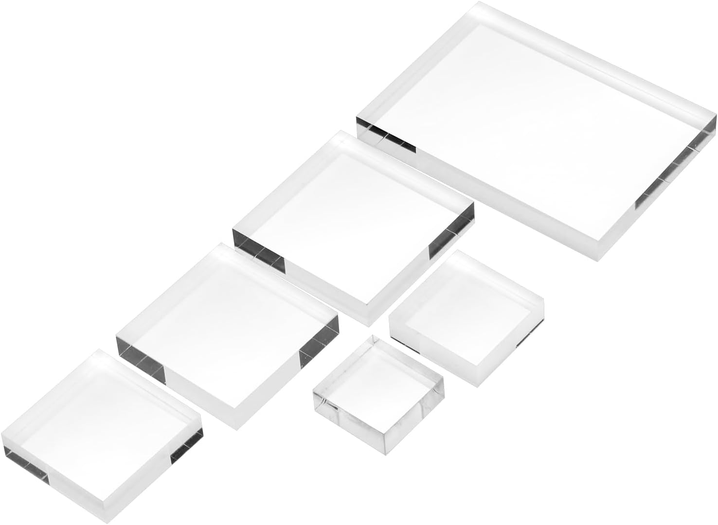 6Pcs Clear Acrylic Rectangle Blocks Display Riser Set