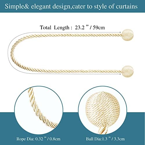 4 Pack Beige Curtain Tiebacks with Woven Texture
