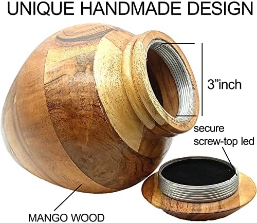 Handcrafted Wooden Urn for Human Ashes with Velvet Bag