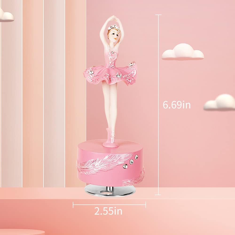 Molchagar Ballerina Rotating Music Box Figurine Pink