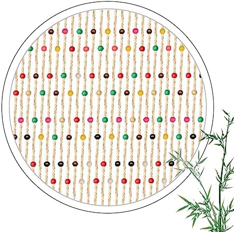 Natural Wood and Bamboo Beaded Curtain for Doorway and Hallway Entrance