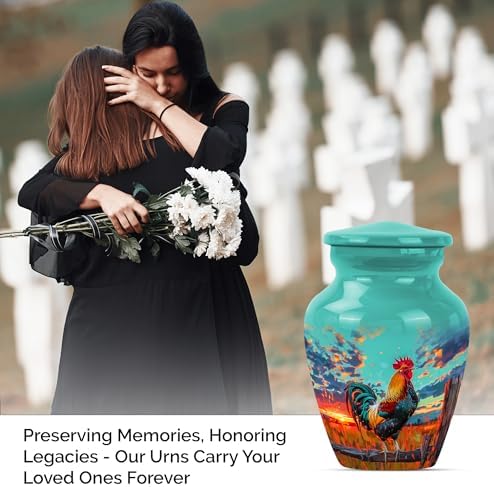 Charming Rooster Urn for Ashes Keepsake