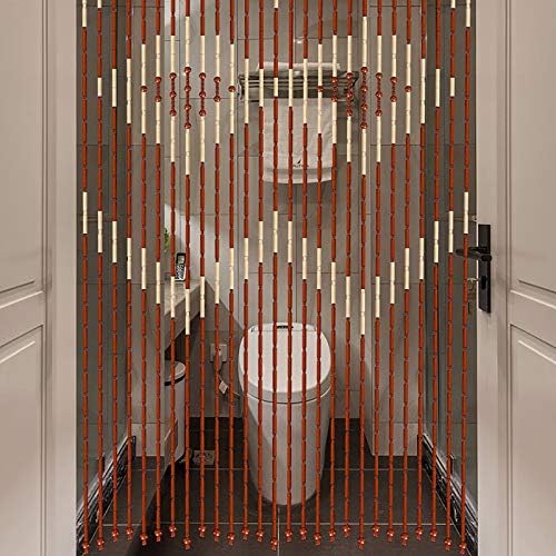 Eapmic Wood Beaded Curtain 27 Lines Coffee White 90x175 cm