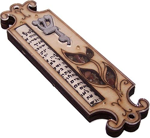 Holy Land Market Mezuzah - Wood Shaddai Scroll