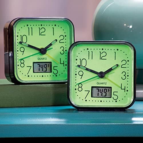Collections Etc Glow in The Dark Alarm Clocks Set of 2 Black