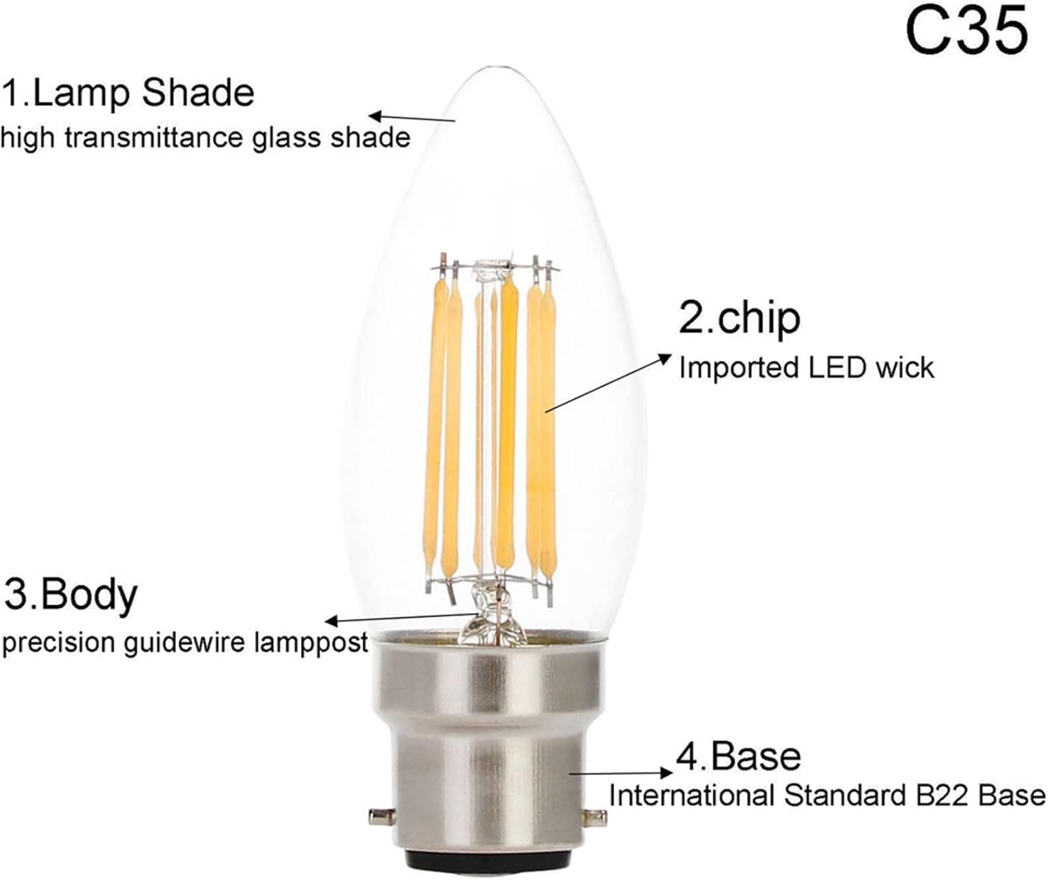 10pcs B22 Frosted LED Filament Bulbs 2W 4W 6W Dimmable