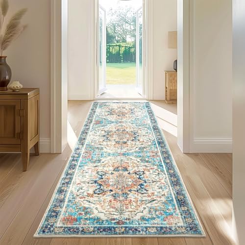 Topllen Runner Rug 26x8 Boho Washable Kitchen Rug