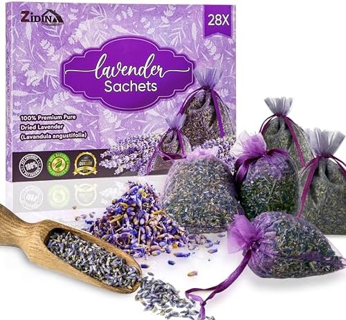 28 Pack Organic Lavender Sachet Bags for Closets and Drawers
