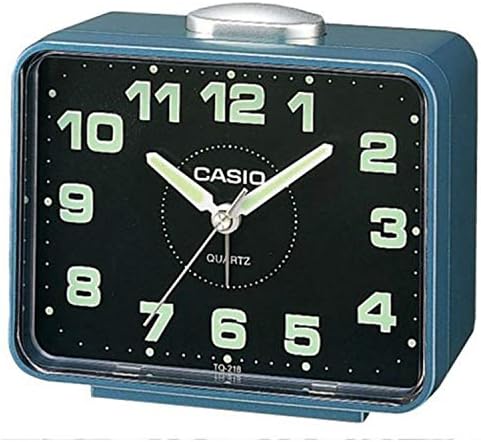Casio Mens Travel Alarm Clock in Metallic Blue and Black