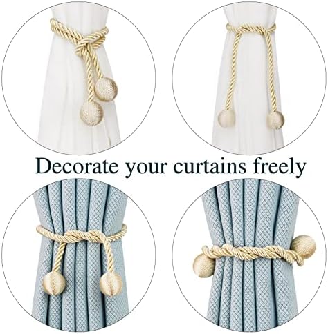4 Pack Beige Curtain Tiebacks with Woven Texture