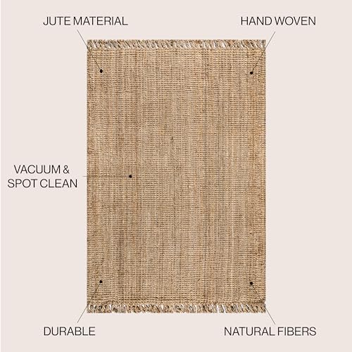 Jonathan Y NRF103A-2 Hand Woven Chunky Jute Rug with Fringe
