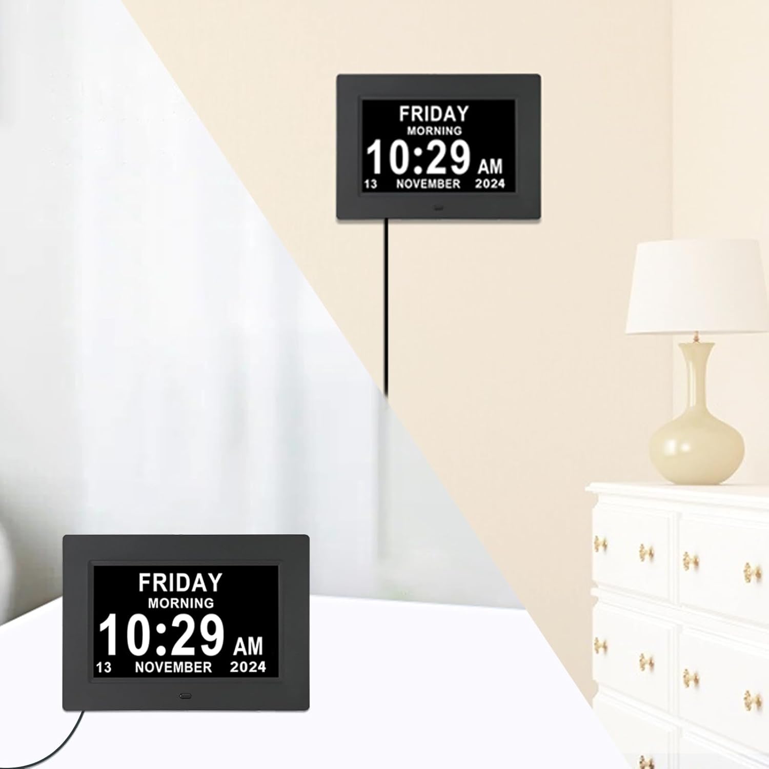 Aowasi Digital Calendar Alarm Day Clock for Seniors