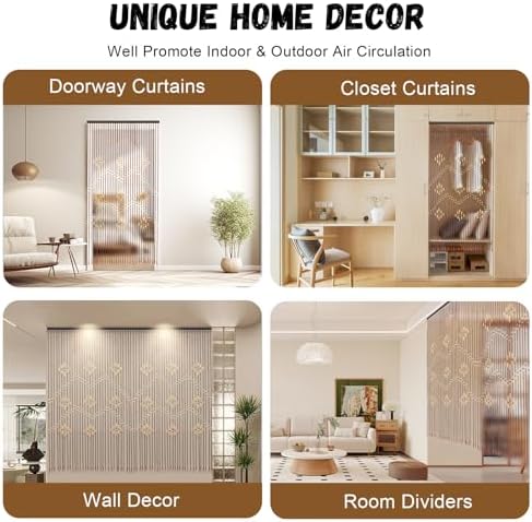 32 Lines Wooden Bead Curtain for Home Decor