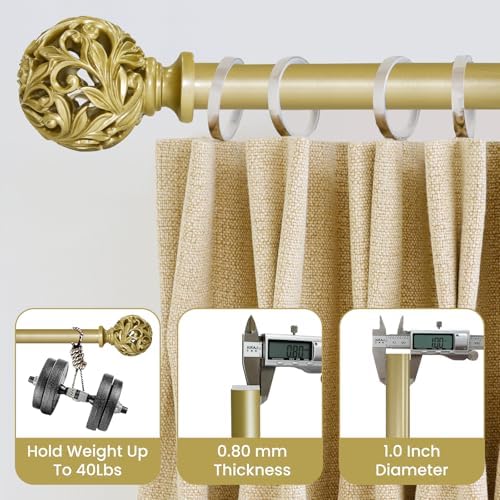 Gold Adjustable Heavy Duty Curtain Rods 36-88 Inches