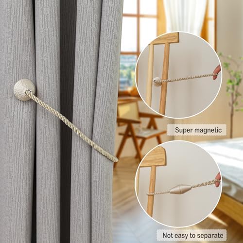 Contoeey Magnetic Curtain Tiebacks 2 Pack Outdoor Holdbacks