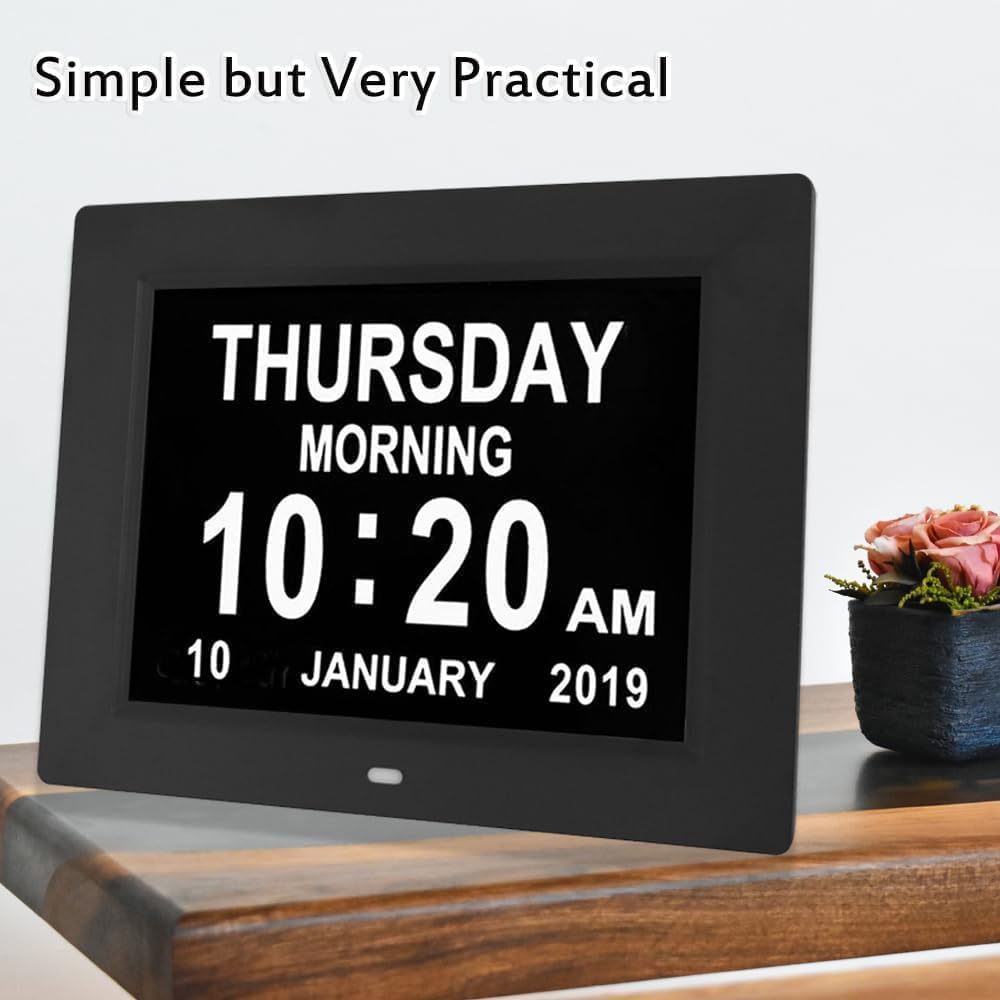 8 inch Digital Alarm Clock with 12 Alarms and Auto Dimming