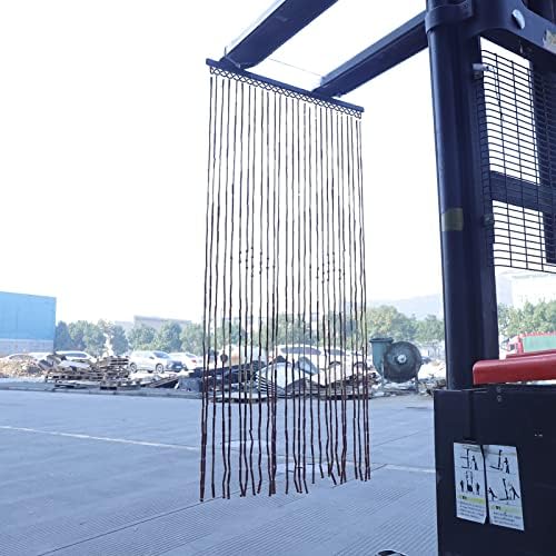 Eapmic Wood Beaded Curtain 27 Lines Coffee White 90x175 cm