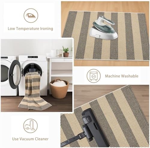 Striped Front Door Mat 24x51 Cotton Woven Rug