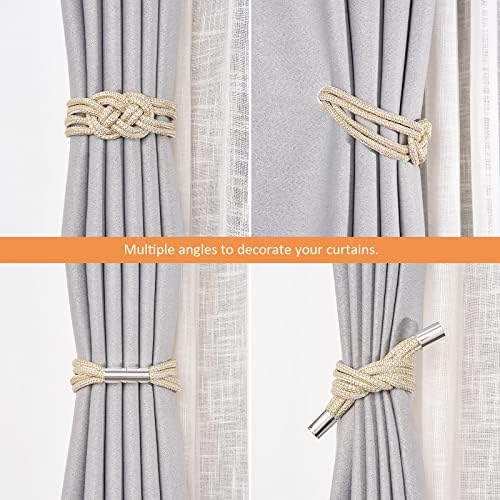 NICEEC 4 Pack Magnetic Curtain Tiebacks Beige