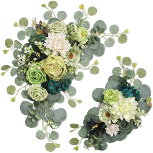 Odouzy Dark Green Artificial Wedding Arch Flowers Set of 2