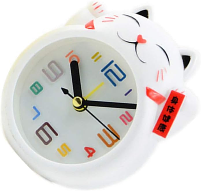BESPORTBLE Lucky Cat Desk Clock Alarm Clock White