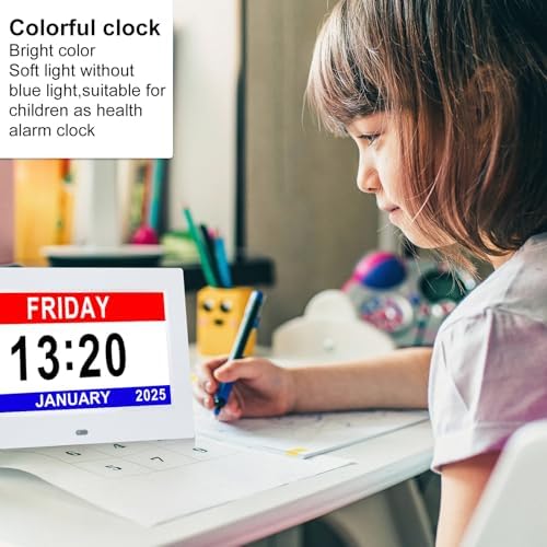 7 Inch Digital Calendar Clock with 12 Alarms and 5 Display Modes