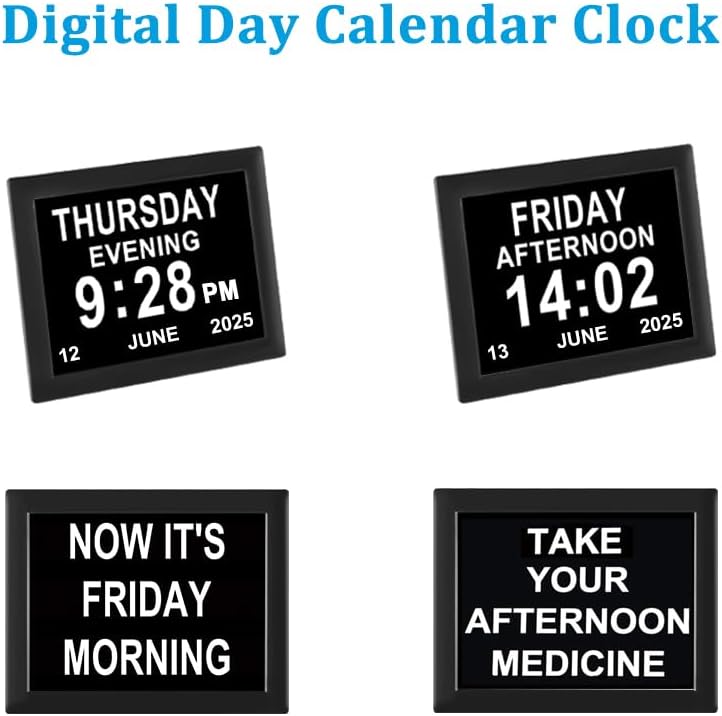 Jaihonda 8 Alarm Dementia Clock with Day Date Display