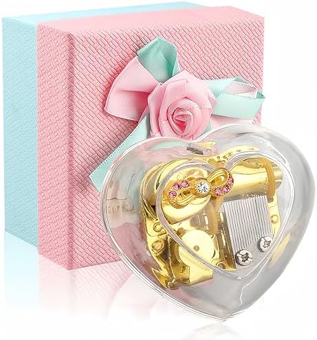 Heart Shaped Acrylic Music Box Wind Up Gift for Girls Women