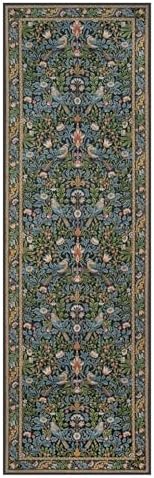 Morebes Boho Floral Hallway Runner Rug 8ft Navy Blue