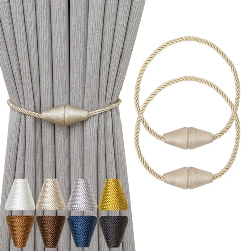 Contoeey Magnetic Curtain Tiebacks 2 Pack Outdoor Holdbacks