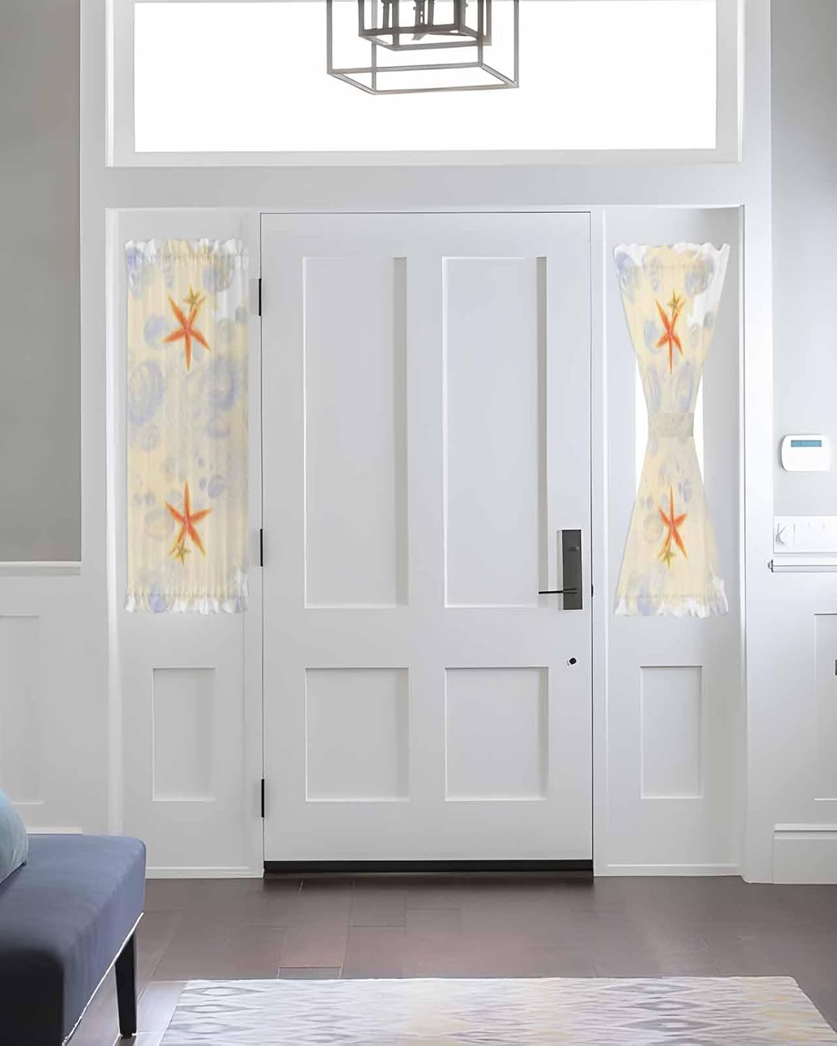 Ocean Life Front Door Curtain with Tiebacks 25x40