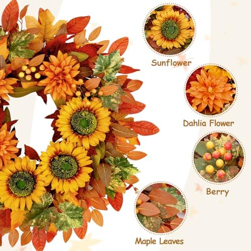 Waipfaru Fall Wreath 22 Inches Autumn Decor