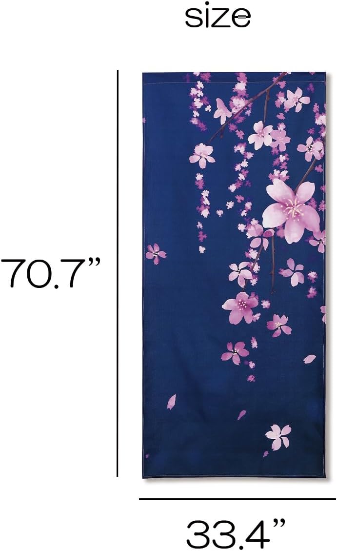 Noren Doorway Curtain with Cherry Blossom Sakura Design