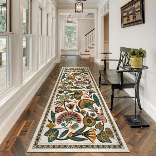 Egyptian Floral Washable Bathroom Runner Rug 26x8