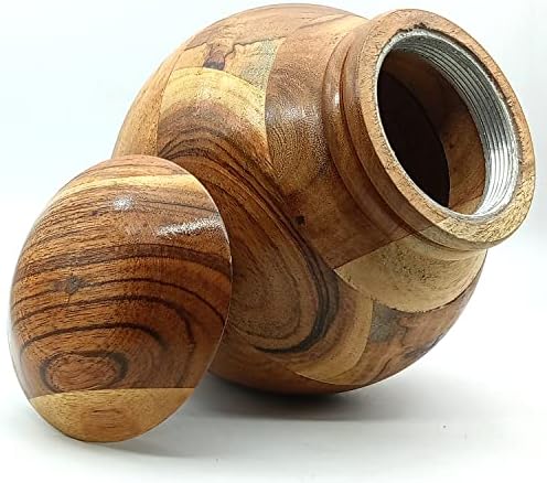 Handcrafted Wooden Urn for Human Ashes with Velvet Bag