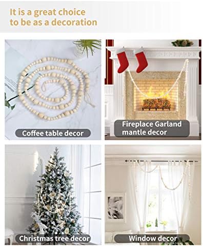 DF DUALFERV Wood Bead Garland 84 Inch Boho Decor