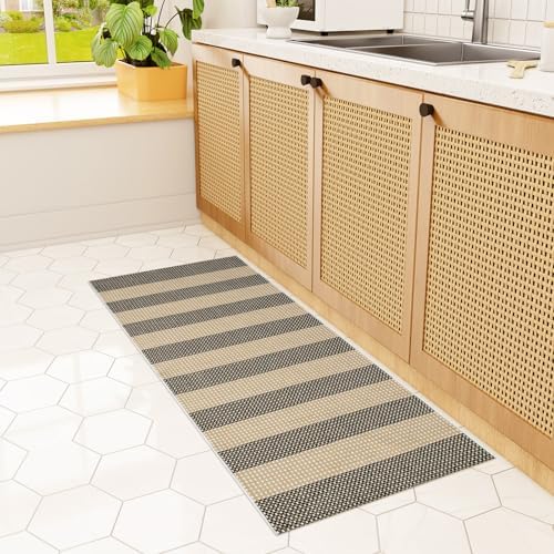 Striped Front Door Mat 24x51 Cotton Woven Rug
